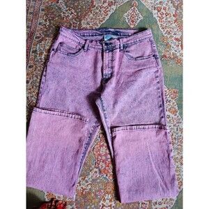 Vintage 90s Y2K Diane Gilman Acid Washed Pink Stretch Jeans Size 14P Straight
